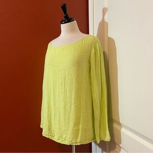 Manuelle Guibal Paris Women’s 100% True‎ Hemp Chartreuse Lightweight Simple Top